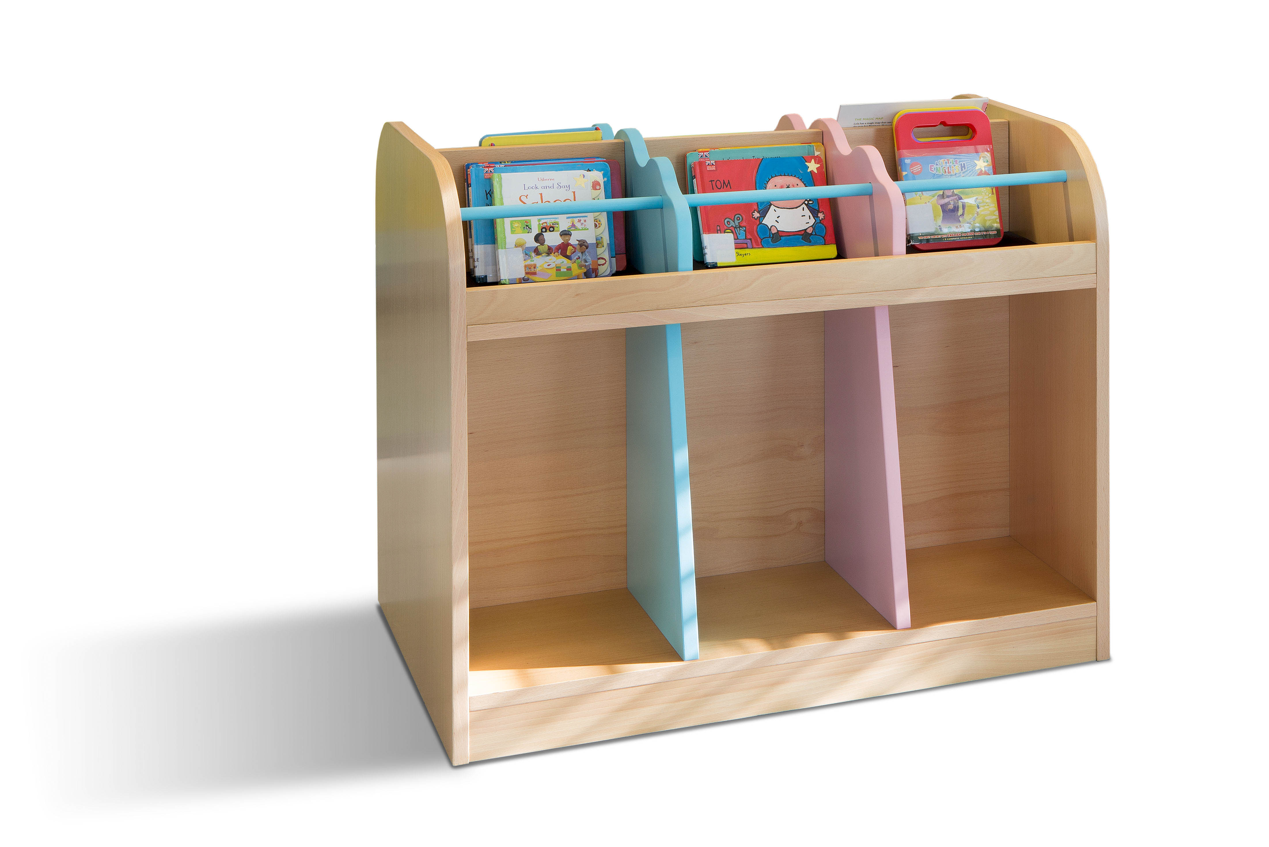 METALUNDI meuble porte livre pour enfants, adapté a leurs tailles et avec des couleurs attayantes.
